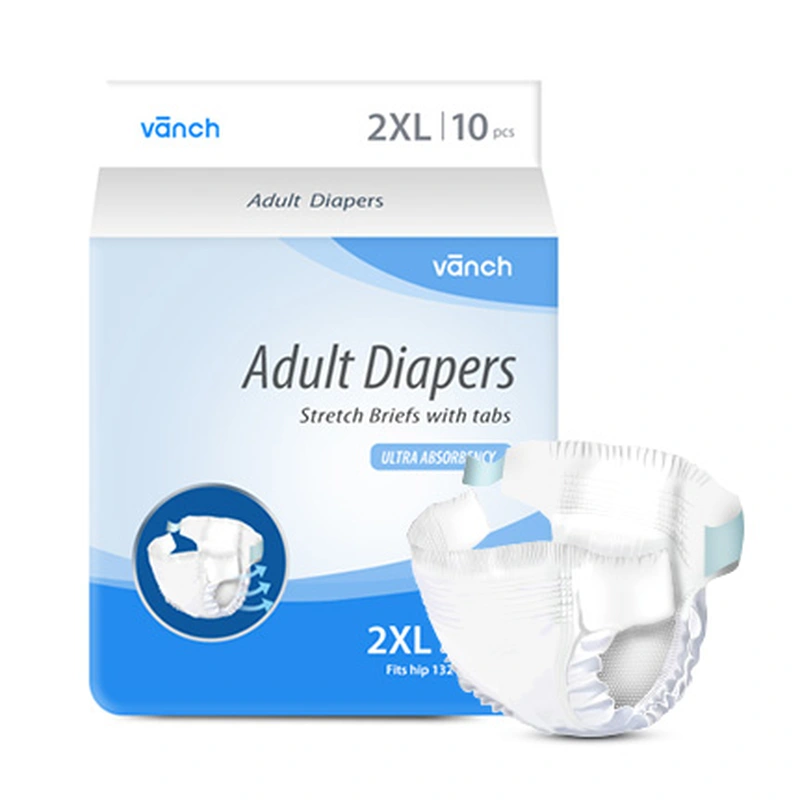 2XL Stretch Briefs Adult Diapers With Tabs, 840*1030mm, 10ct